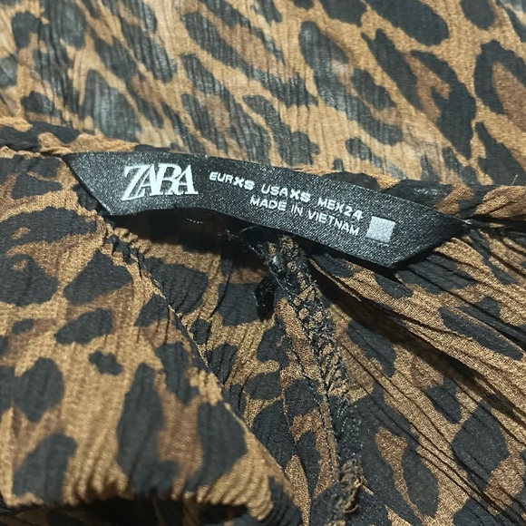 🤎🖤ZARA Animal Print Brown & Black Long Sleeve Blouse🖤🤎 - Picture 12 of 12